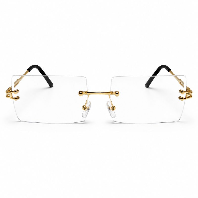 5a103345 2113 4bc8 A09b 2ff7493cd542 Crystal Rimless Rectangle Clear Glasses Gold Frame Item 9435 2.jpg