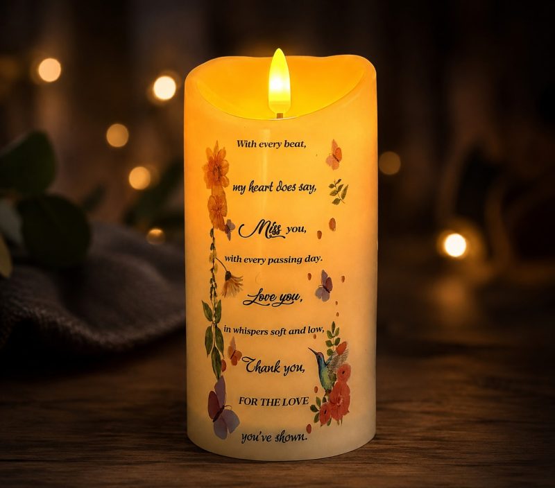Skywin Flameless Memorial Candle - 5.9" x 2.7" LED Memorial Candle for Loss - Miss You - Item #9428