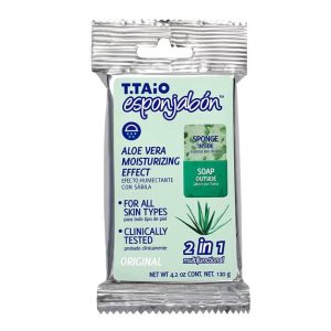 T.Taio Esponjabon - 2 in 1 Sponge and Soap - Aloe Vera - Item #9487