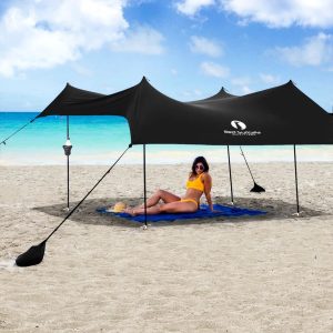 Red Suricata Family Beach Tent & Canopy - UPF50 Sun Shade - Black - Large - Item #9402