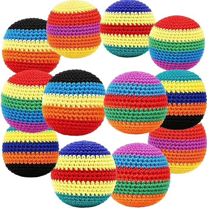 8e65513a-ba5b-4a07-a91d-04066ad2eaaf-handmade-knitted-hacky-kick-sacks-colorful-striped-crochet-s-1-4.jpg Handmade Knitted Hacky Kick Sacks - Colorful Striped Crochet Sacks - 12 Assorted - 01 - Item #9581