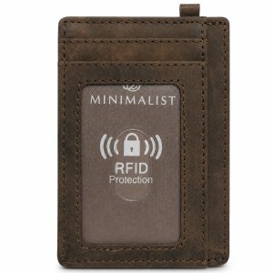 Slim Minimalist Wallet RFID Front Pocket Wallet Thin Credit Card Holder for Men Women - Item #9475