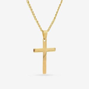 Large Gold Cross - 2 1/4" x 1 1/2" - 21" Chain - Gold Plated - Item #9438