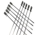 Skewers Set - Stainless Steel, Includes 10 Flat Skewers with Food Remover Disc - 17.3" - Item #9478