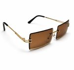 Amber Luxe Rimless Rectangle Sunglasses – Gold Frame - Item #9434