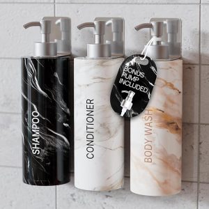 3-in-1 Bath Dispenser Set - 3 x 17oz/500ml Dispensers - Wall or Counter - No Drill - Item #8881