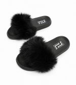 Women's Faux Fur Slides - Open Toe Cute Fluffy Slippers - Assorted Sizes - Item #9440