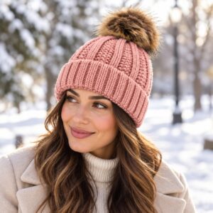 1b9d5f4d f84e 4cf2 91ca 3922501d3872 women winter pom pom beanie hat with warm fleece lining pink 2.jpg