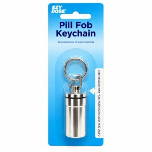 Ezy Dose Keychain Pill Box - Metal Travel Capsule - BPA-Free - Item #9652