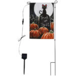 Solar Garden Flag with Led Lights - 12x18" - Double-Sided Trick Treat Cat Yard Flag - 008PS - Item #9636