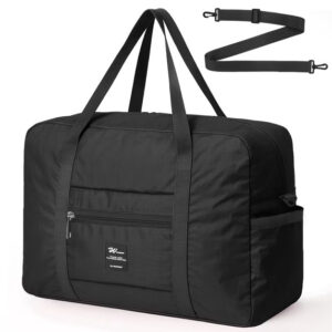 Foldable Weekender Tote Bag - 32L capacity - 18" x 13.8" x 7.87" - Multiple Pockets - Black - Item #9603