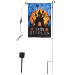 Solar Garden Flag with Led Lights - 12x18" - Double-Sided Halloween Castle Yard Flag - 009PS - Item #9637