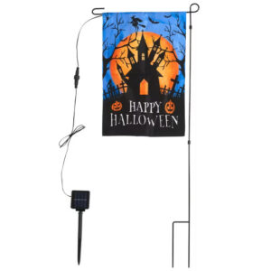 Solar Garden Flag with Led Lights - 12x18" - Double-Sided Halloween Castle Yard Flag - 009PS - Item #9637