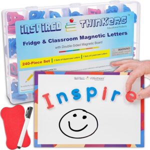 Inspired Thinkers 240 Pcs Magnetic Letters Set - Writing Board & Eraser - Item #9560