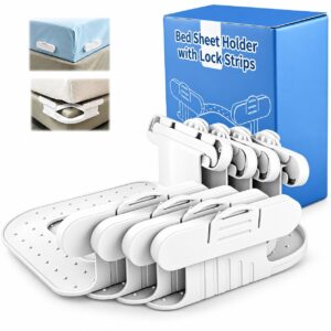 Bed Sheet Holders for Corners - 4 Pack Fitted Sheet Grippers with 8 Locks - Item #9459