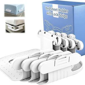 Bed Sheet Holders for Corners - 4 Pack Fitted Sheet Grippers with 8 Locks - Item #9459