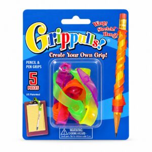 Grippulls - Pencil & Pen Grips - 5 Pieces - Assorted Colors - Item #9571