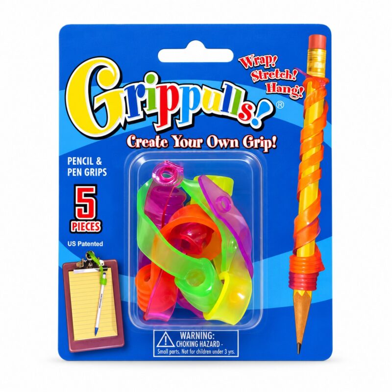 Grippulls - Pencil & Pen Grips - 5 Pieces - Assorted Colors - Item #9571