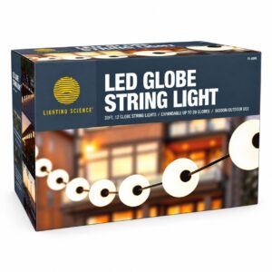 Lighting Science LED Globe String Lights – 30 Feet, 12 Globes, Indoor/Outdoor - Item #9772