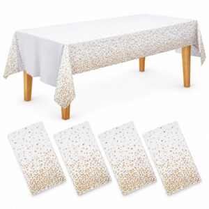 4 pieces - Waterproof Plastic Tablecloth - 140g Thick - 54 x 108 Inches Rectangle - Gold Dots - Item #9708