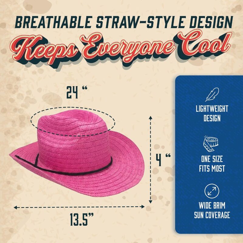 3b9e7f83 a3b3 40bc b21d b3076e92680f podzly pink straw cowboy hat 24 circumference western style 5 1.jpg