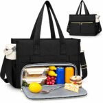 Insulated Lunch Bag - 15.6" Laptop Tote - Leak Proof Cooler Compartment - Black - Item #9677