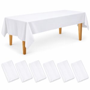 6 pieces - Waterproof Plastic Tablecloth - 140g Thick - 54 x 108 Inches Rectangle - White - Item #9711