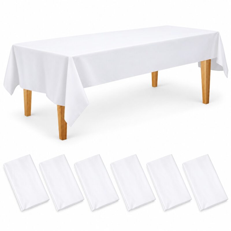 5277f795-ea02-4699-8ccf-5be9fdacd178-6-pieces-waterproof-plastic-tablecloth-140g-thick-54-x-108-i-1.jpg 6 pieces - Waterproof Plastic Tablecloth - 140g Thick - 54 x 108 Inches Rectangle - White - Item #9711