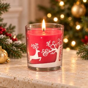 2.75 x 3-Inch Scented Glass Tumbler Reindeer Candle - C753 - Item #9745
