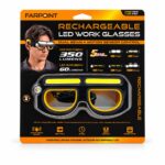 Farpoint Rechargeable LED Work Glasses – 350-Lumen Front Light, Motion Sensor & 5 Light Modes - Item #9780