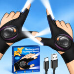 Rechargeable LED Flashlight Gloves with Lights - 1 Pair - Waterproof Handsfree Finger Light - Item #9782