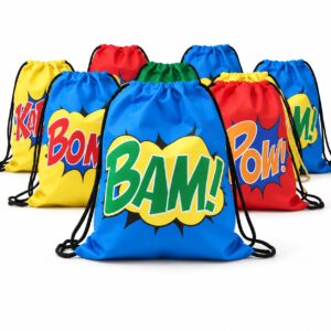 Superhero Drawstring Bags – Bright Colors - 15" x 12' Cinch Bags - PZ755249 - Item #9762