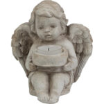 Stone Angel Tealight Holder - 4.5 x 4.5 Inch, 5.5 Inch Tall - H1524 - Item #9749