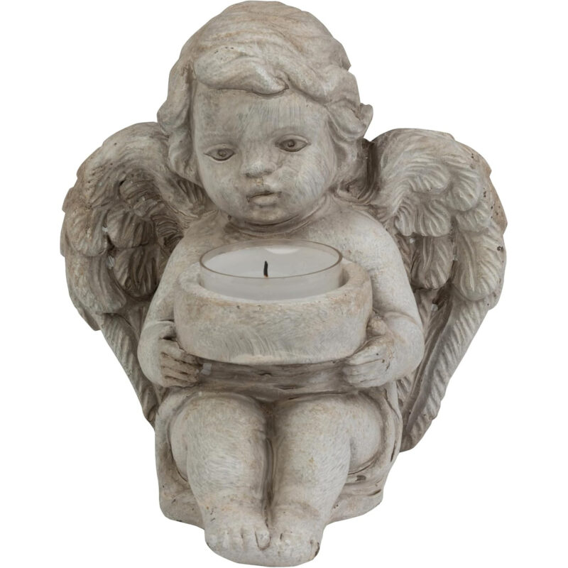 784bd60d-8a31-43c3-b2bf-8023ad0735c1-stone-angel-tealight-holder-4-5-x-4-5-inch-5-5-inch-tall-h15-1.jpg Stone Angel Tealight Holder - 4.5 x 4.5 Inch, 5.5 Inch Tall - H1524 - Item #9749