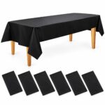 6 pieces - Waterproof Plastic Tablecloth - 140g Thick - 54 x 108 Inches Rectangle - Black - Item #9710