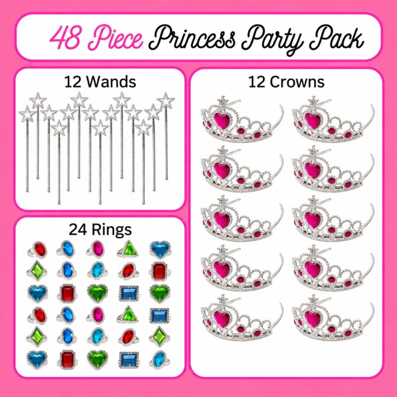 84ce577d 2675 4238 8be8 429e079276d8 48 piece princess jewelry set 12 tiaras 12 wands 24 rings pz 2.jpg