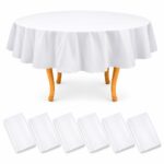 6 pieces - Waterproof Plastic Tablecloth - 140g Thick - 84 x 84 Inches Round - White - Item #9713