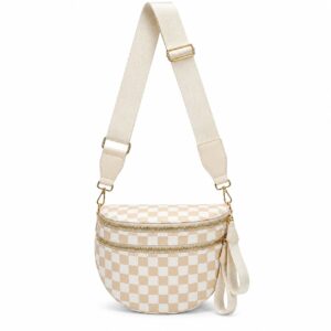 Caitina Checkered Crossbody Bag Nylon Bum Bag - Should Strap - Item #9776
