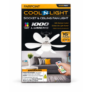 Farpoint Cool N Light 16-Inch Screw-In Ceiling Fan with LED Light & Remote – 1,000 Lumens - Item #9787