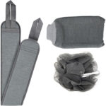 Shower Body Scrubber Set 3 pcs - Shower Scrubber for Cleaning, Loofah Sponge & Exfoliating Glove - Item #9755