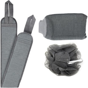 Shower Body Scrubber Set 3 pcs - Shower Scrubber for Cleaning, Loofah Sponge & Exfoliating Glove - Item #9755