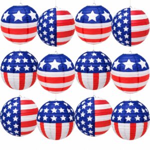 Patriotic Lanterns - 12-Inch American Flag Paper Lanterns - Assorted Styles - PZ150259 - Item #9765