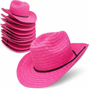 Podzly Pink Straw Cowboy Hat - 24" Circumference Western Style for Men & Women - PZ151027 - Item #9733