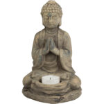 Stone Buddha Tea Light Candle Holder – 6" W x 8" H - H1238 - Item #9747